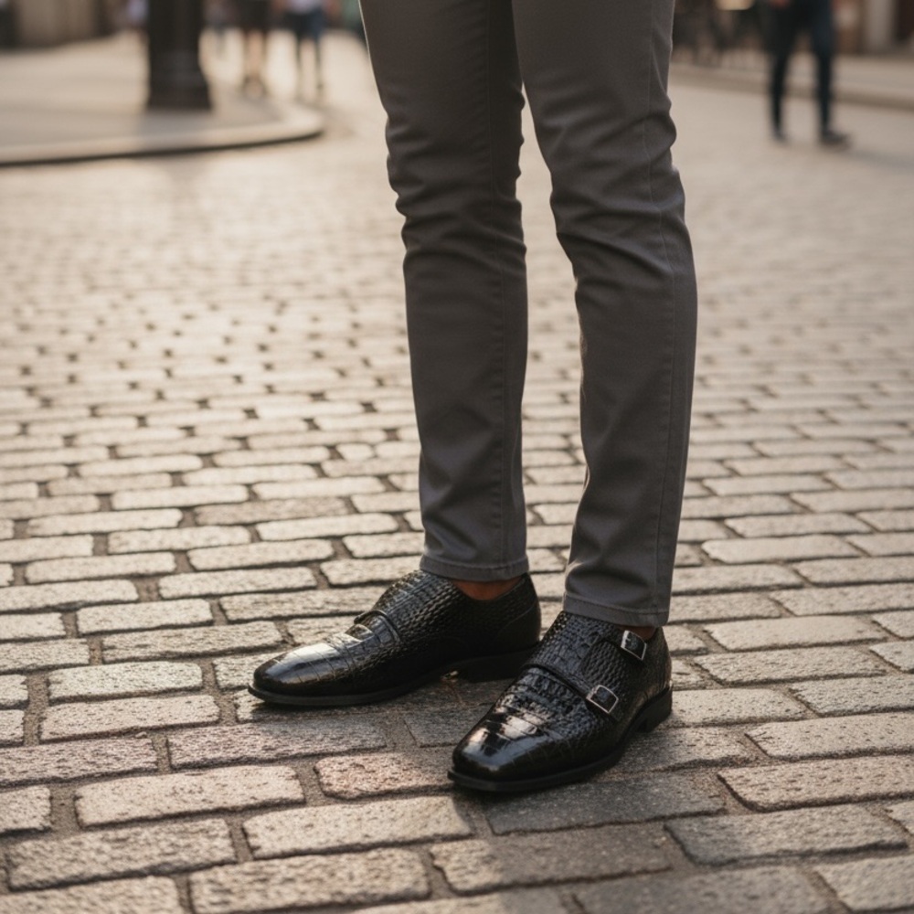 Stacy Adams Black Double Monk Strap Shoes